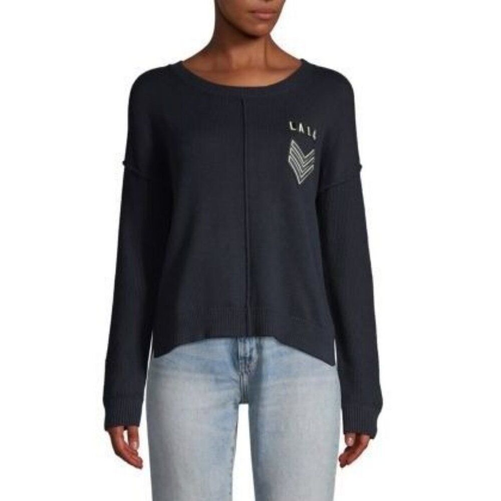 RAILS Cashmere and Cotton Stafford Military Patch Sweater XS Pullover Knit Navy